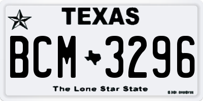 TX license plate BCM3296