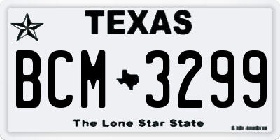 TX license plate BCM3299