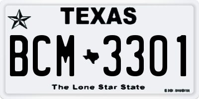 TX license plate BCM3301