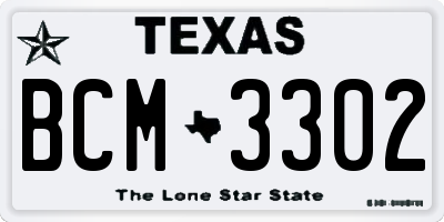 TX license plate BCM3302