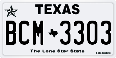 TX license plate BCM3303