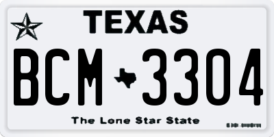 TX license plate BCM3304