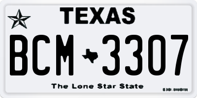 TX license plate BCM3307