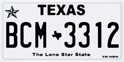TX license plate BCM3312