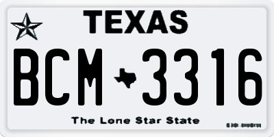 TX license plate BCM3316