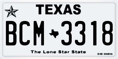 TX license plate BCM3318
