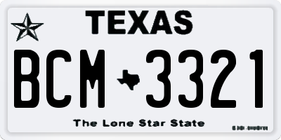 TX license plate BCM3321