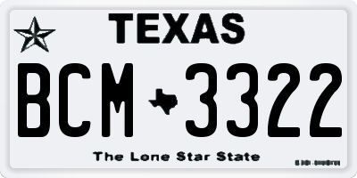 TX license plate BCM3322