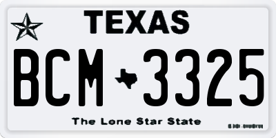 TX license plate BCM3325