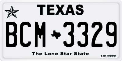 TX license plate BCM3329
