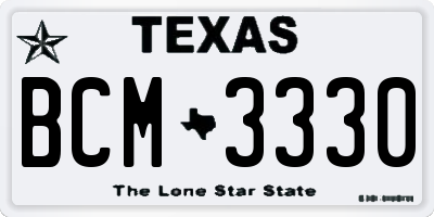 TX license plate BCM3330