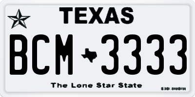 TX license plate BCM3333