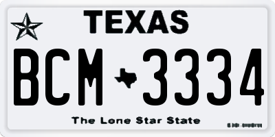 TX license plate BCM3334