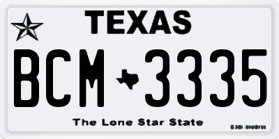 TX license plate BCM3335