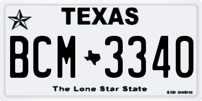 TX license plate BCM3340