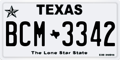 TX license plate BCM3342