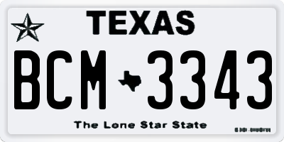TX license plate BCM3343