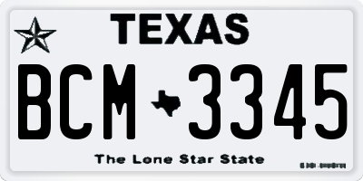 TX license plate BCM3345