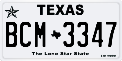 TX license plate BCM3347