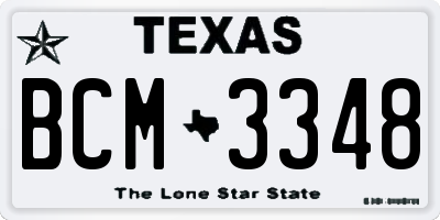 TX license plate BCM3348