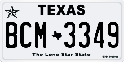 TX license plate BCM3349