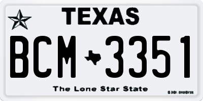 TX license plate BCM3351