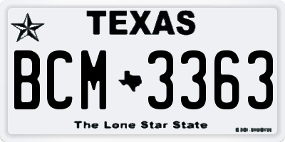 TX license plate BCM3363