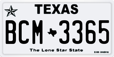 TX license plate BCM3365