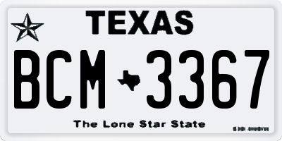 TX license plate BCM3367