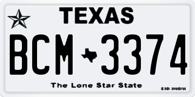 TX license plate BCM3374