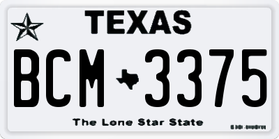 TX license plate BCM3375
