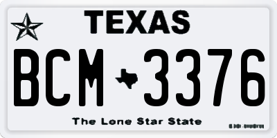 TX license plate BCM3376