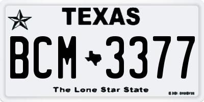 TX license plate BCM3377