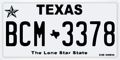 TX license plate BCM3378