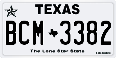 TX license plate BCM3382