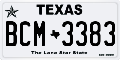 TX license plate BCM3383