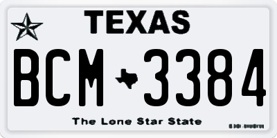 TX license plate BCM3384
