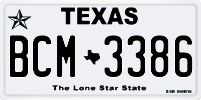 TX license plate BCM3386