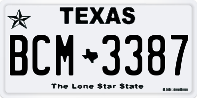 TX license plate BCM3387