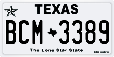 TX license plate BCM3389