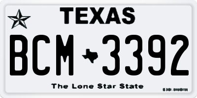 TX license plate BCM3392
