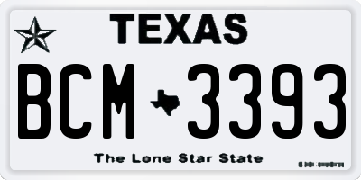 TX license plate BCM3393