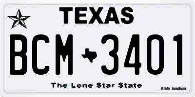 TX license plate BCM3401