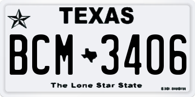 TX license plate BCM3406