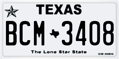 TX license plate BCM3408