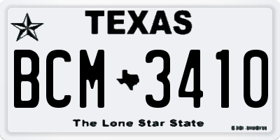 TX license plate BCM3410