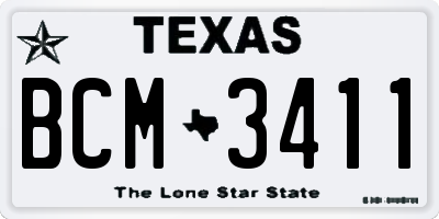 TX license plate BCM3411