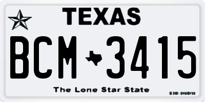 TX license plate BCM3415