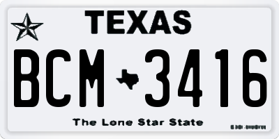 TX license plate BCM3416