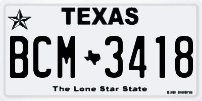 TX license plate BCM3418